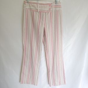 Heart Soul White Cream Pink Stripe Trouser Pants